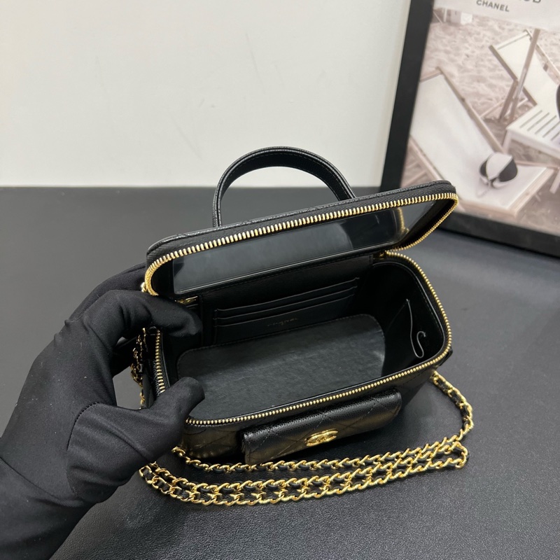 99新Chanel香奈兒23B cargo黑金荔枝皮手柄化妝盒-6