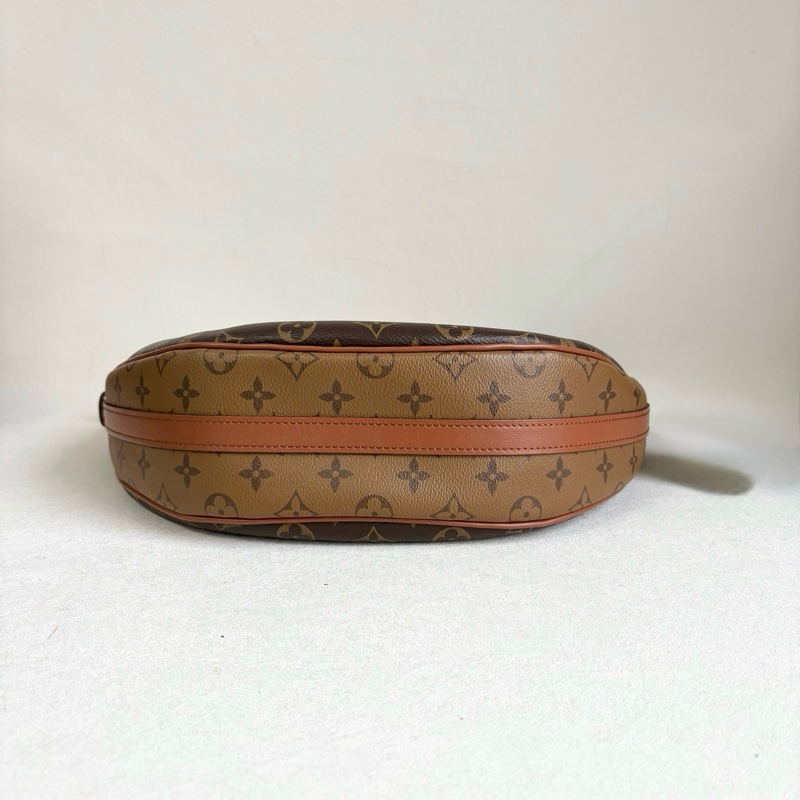 99新✨LOUIS VUITTON 路易威登Loop HOBO 經典老花滿印徽標Logo鏈條 帆布 豌豆包月亮包斜挎單肩包 大號 女款 棕色 金扣❤️正品-2