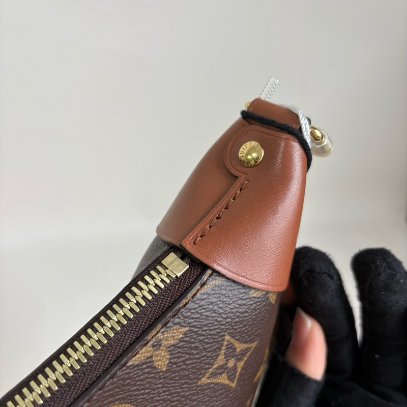 99新✨LOUIS VUITTON 路易威登Loop HOBO 經典老花滿印徽標Logo鏈條 帆布 豌豆包月亮包斜挎單肩包 大號 女款 棕色 金扣❤️正品-6