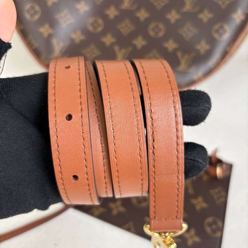 99新✨LOUIS VUITTON 路易威登Loop HOBO 經典老花滿印徽標Logo鏈條 帆布 豌豆包月亮包斜挎單肩包 大號 女款 棕色 金扣❤️正品-8