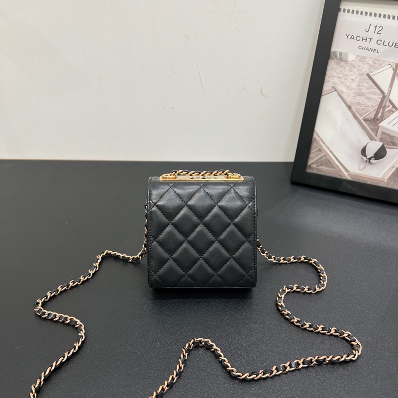 Chanel香奈兒22C黑金羊皮mini鏈條包單肩斜挎包-1