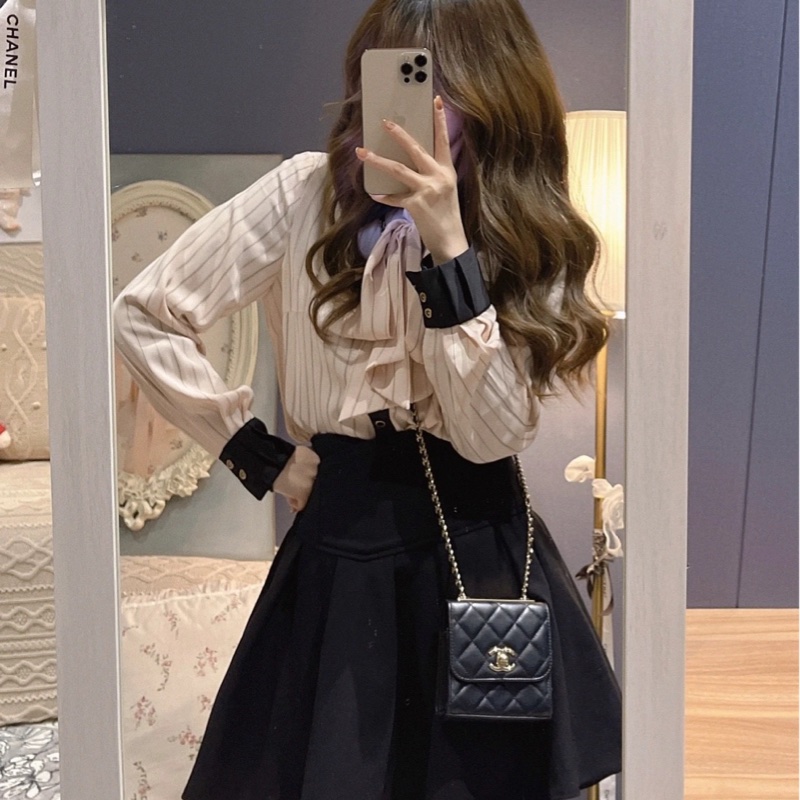 Chanel香奈兒22C黑金羊皮mini鏈條包單肩斜挎包-8