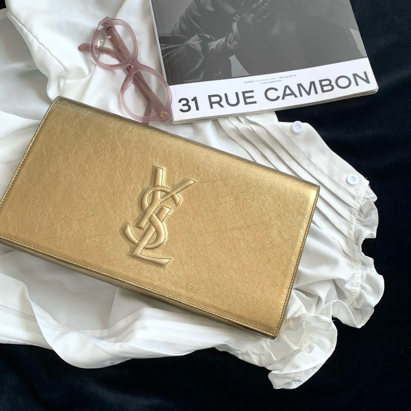 ysl 金色手包 27cm 配件:無-0