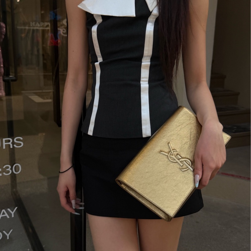 ysl 金色手包 27cm 配件:無-5