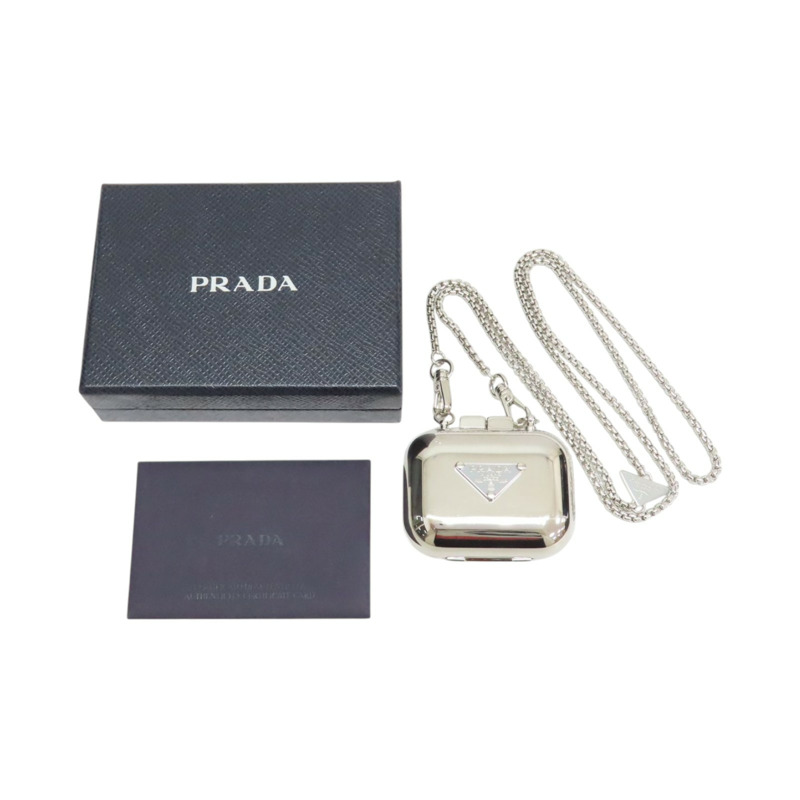 銀色 鍍金 AirPods Pro case 項鍊【PRADA 普拉達】 1ZD010-9