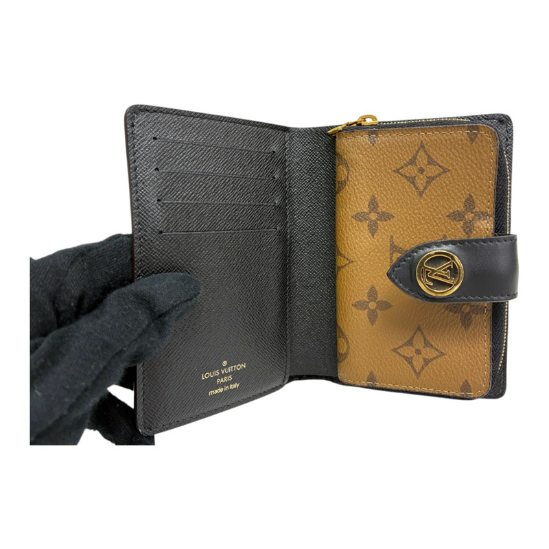 棕色 原花帆布 Juliette 扣式短夾【LOUIS VUITTON LV 路易威登】 M69432-2