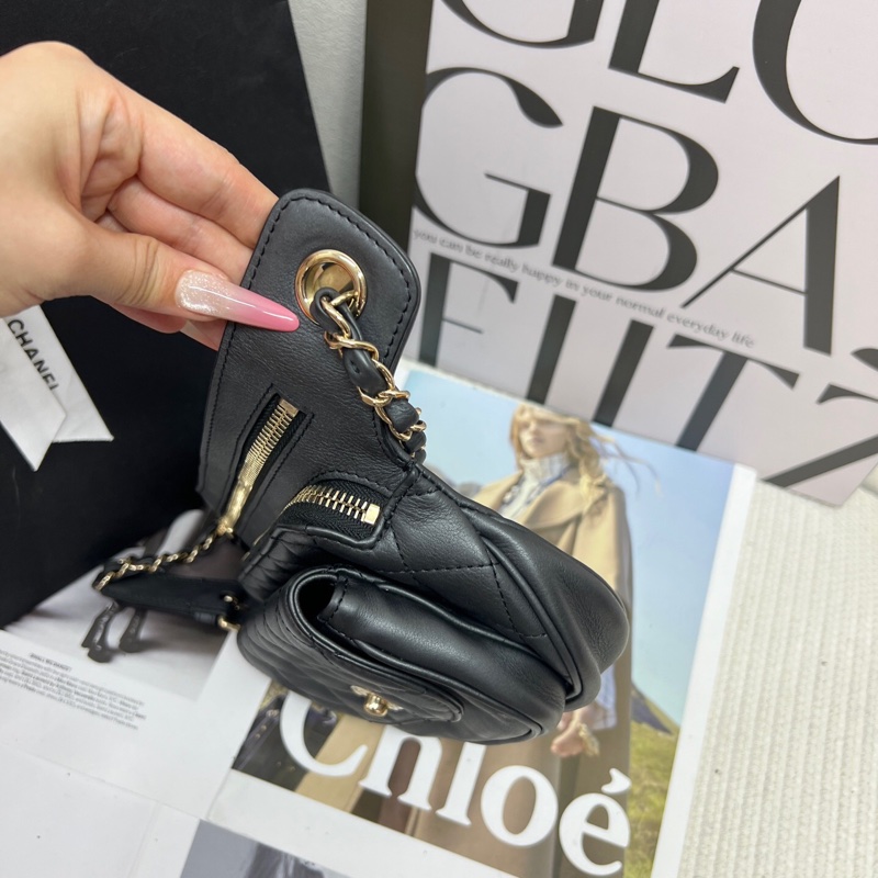 CHANEL香奈兒黑金羊皮腰包 28開有卡。-3