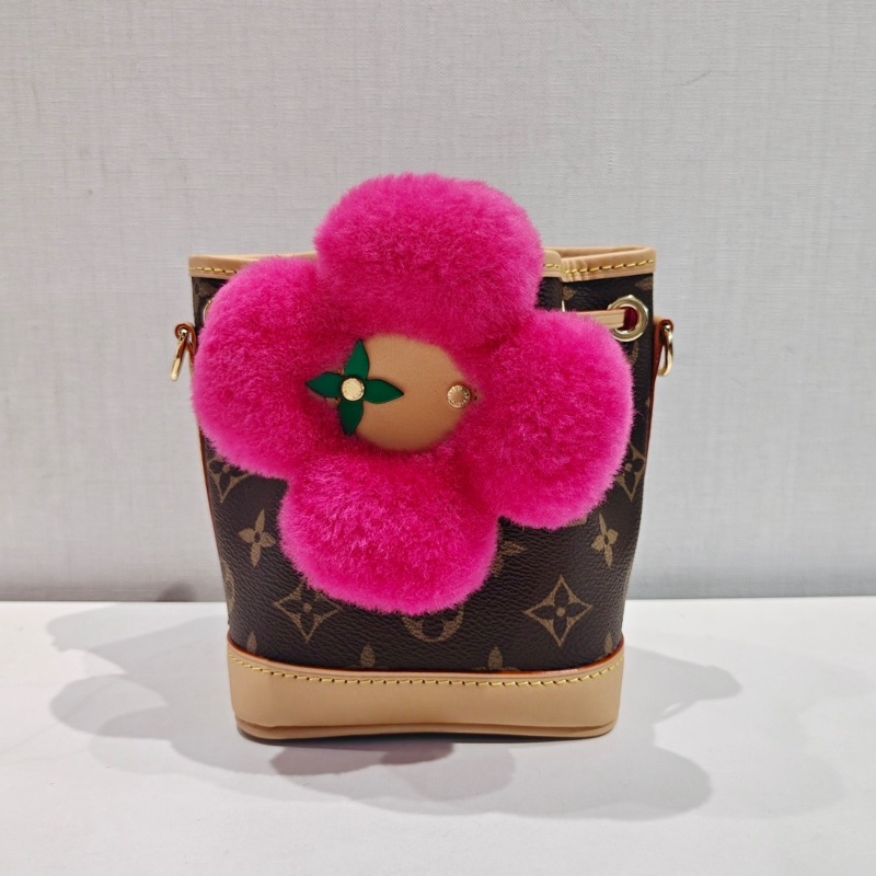99新✨LV/路易威登 聖誕限定粉色太陽花Vivienne mini水桶包手提包斜背包單肩包 金扣 芯片款底長13cm💛正品-1