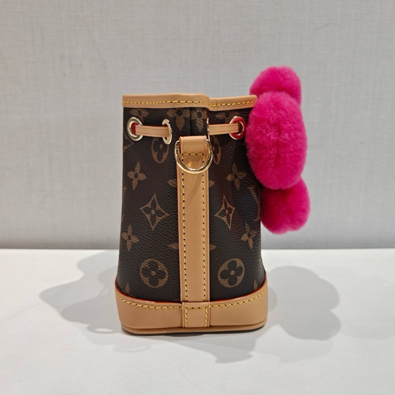 99新✨LV/路易威登 聖誕限定粉色太陽花Vivienne mini水桶包手提包斜背包單肩包 金扣 芯片款底長13cm💛正品-3