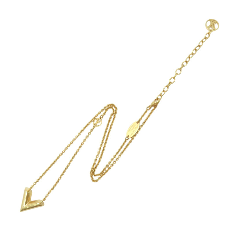 金色 鍍金 Essential V 項鏈【LOUIS VUITTON LV 路易威登】 M00857-2