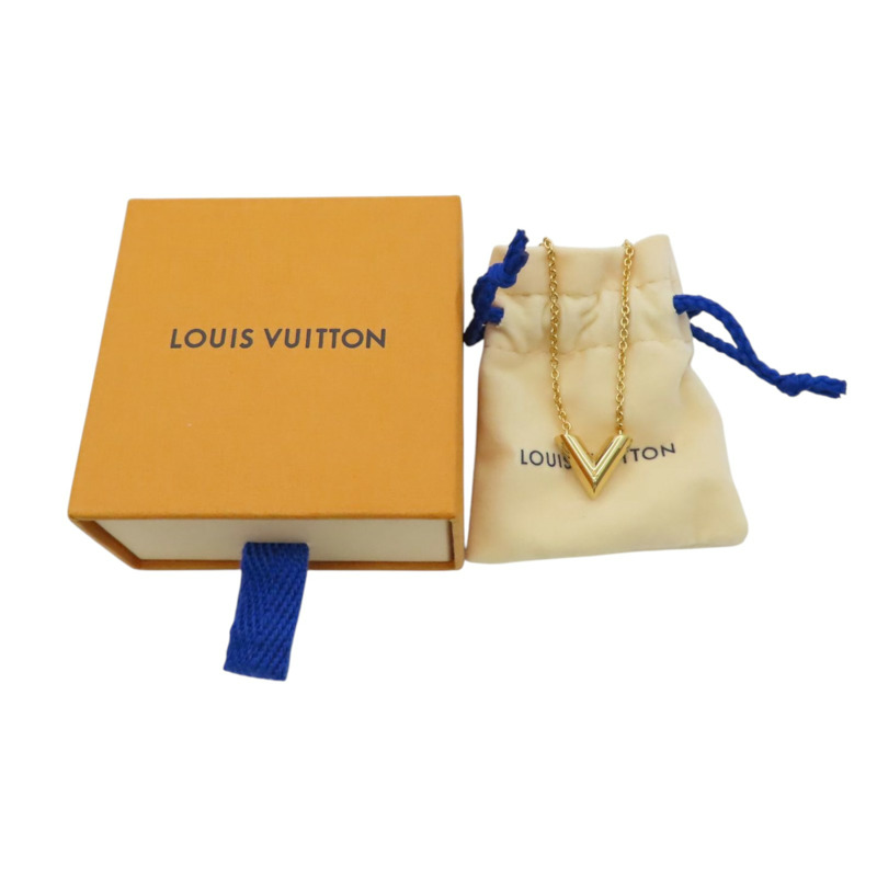 金色 鍍金 Essential V 項鏈【LOUIS VUITTON LV 路易威登】 M00857-8
