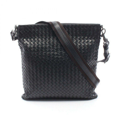 BOTTEGA VENETA Intrecciato 黑色男士真皮單肩包（二手）