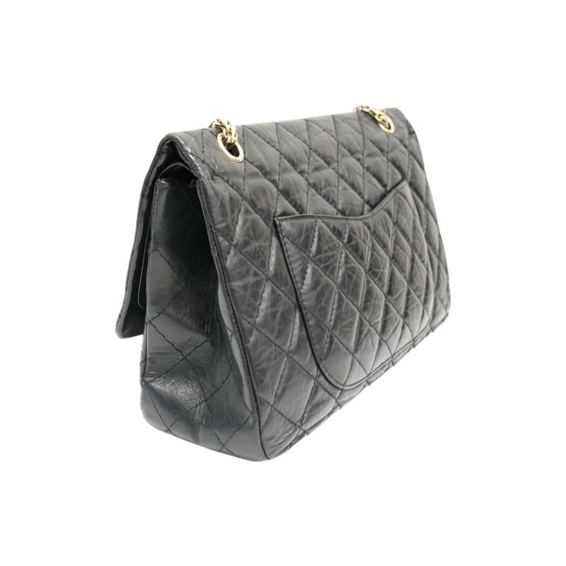 黑色 菱格紋牛皮 2.55 Maxi 肩背包 (無卡)【CHANEL 香奈兒】 A37590-1