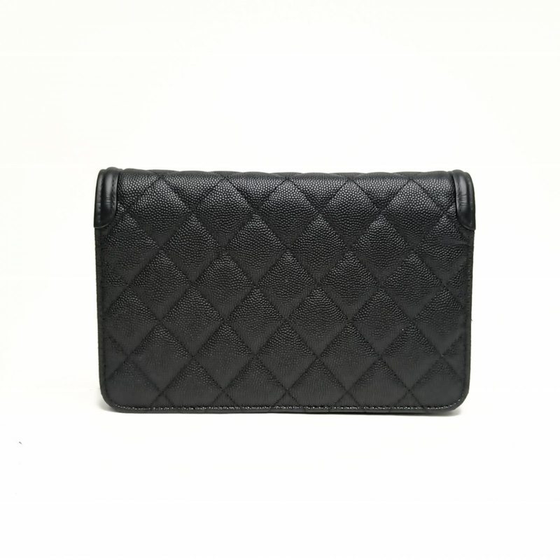 CHANEL VanityCaseWOC黑色荔枝牛皮28開金扣-2