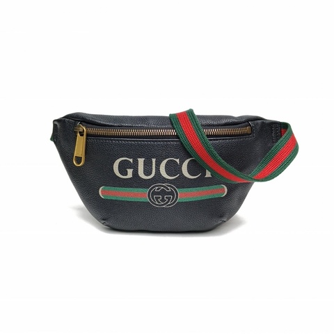 GUCCI Printleather腰包Mini黑色牛皮
