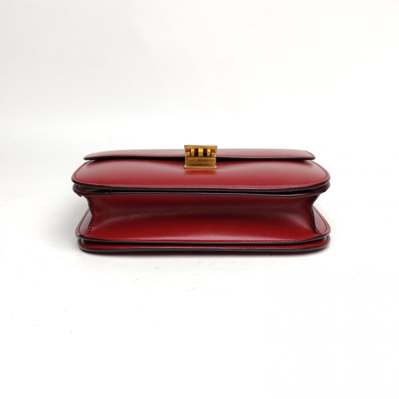 CELINE ClassicBox中號紅色牛皮金扣肩背包-3