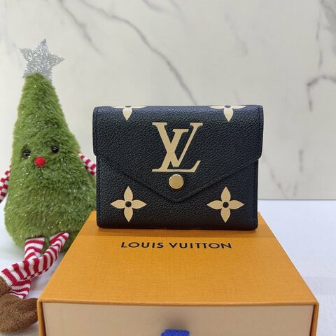 LV Victorine雙色壓紋三折短夾
