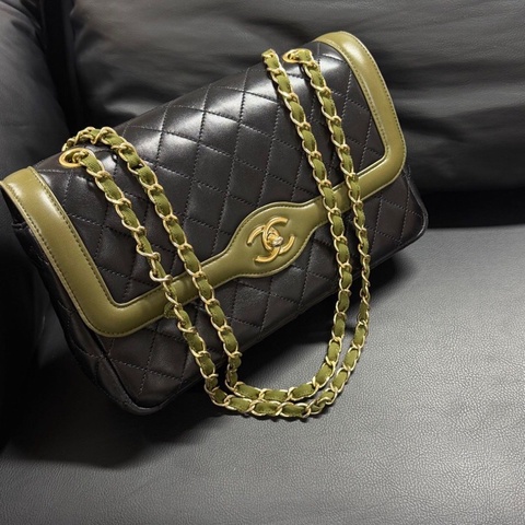 Chanel香奈兒CF拼色鏈條包 尺寸：22*13*5cm
