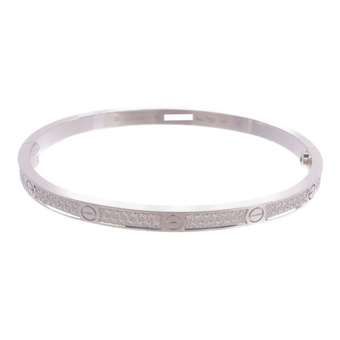 CARTIER 18K白金Love Bracelet Small Model Paved鑽石手鐲