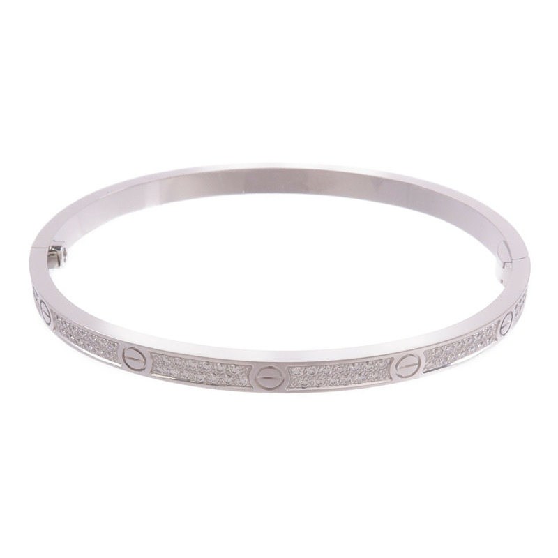 CARTIER 18K白金Love Bracelet Small Model Paved鑽石手鐲-2