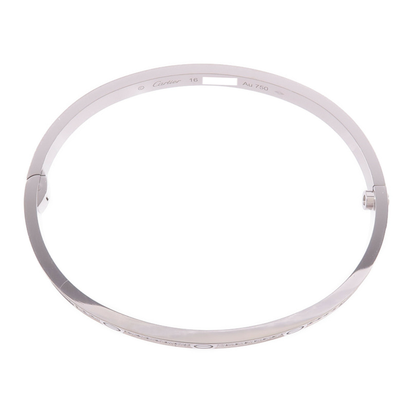 CARTIER 18K白金Love Bracelet Small Model Paved鑽石手鐲-3