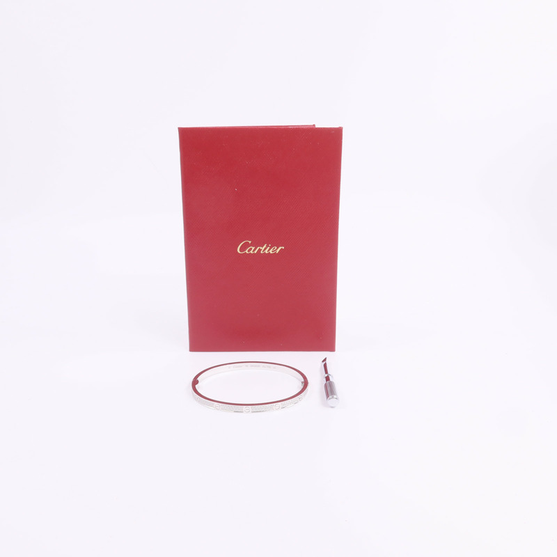 CARTIER 18K白金Love Bracelet Small Model Paved鑽石手鐲-5