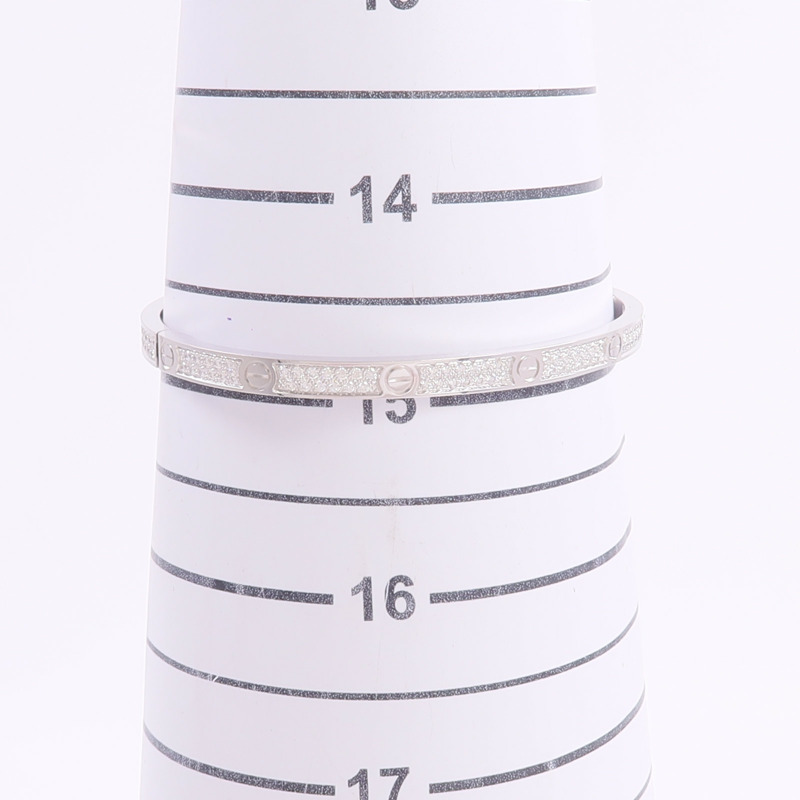CARTIER 18K白金Love Bracelet Small Model Paved鑽石手鐲-6
