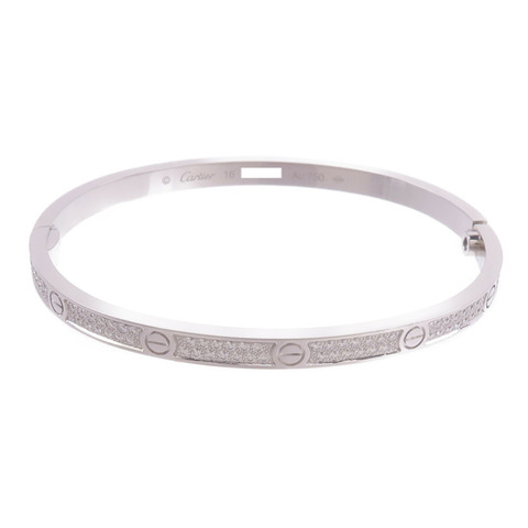 CARTIER 18K白金Love Bracelet Small Model Paved鑽石手鐲