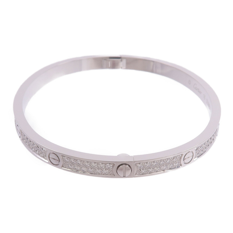 CARTIER 18K白金Love Bracelet Small Model Paved鑽石手鐲-2