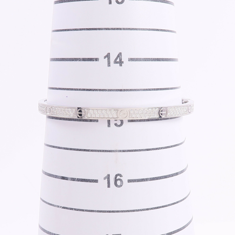 CARTIER 18K白金Love Bracelet Small Model Paved鑽石手鐲-8