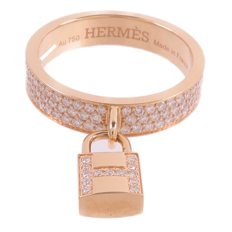 HERMES 18K玫瑰金Kelly Clochette Ring鑽石戒指-1