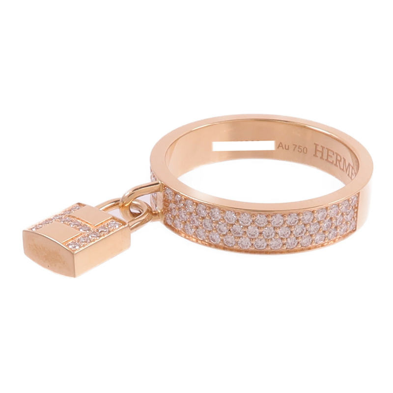 HERMES 18K玫瑰金Kelly Clochette Ring鑽石戒指-2