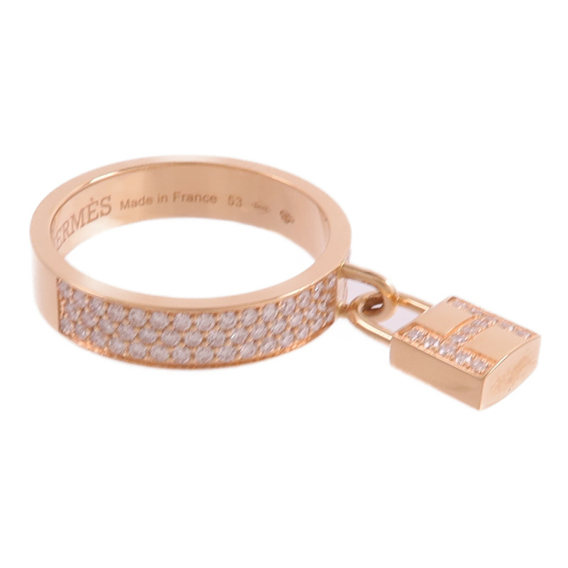 HERMES 18K玫瑰金Kelly Clochette Ring鑽石戒指-3