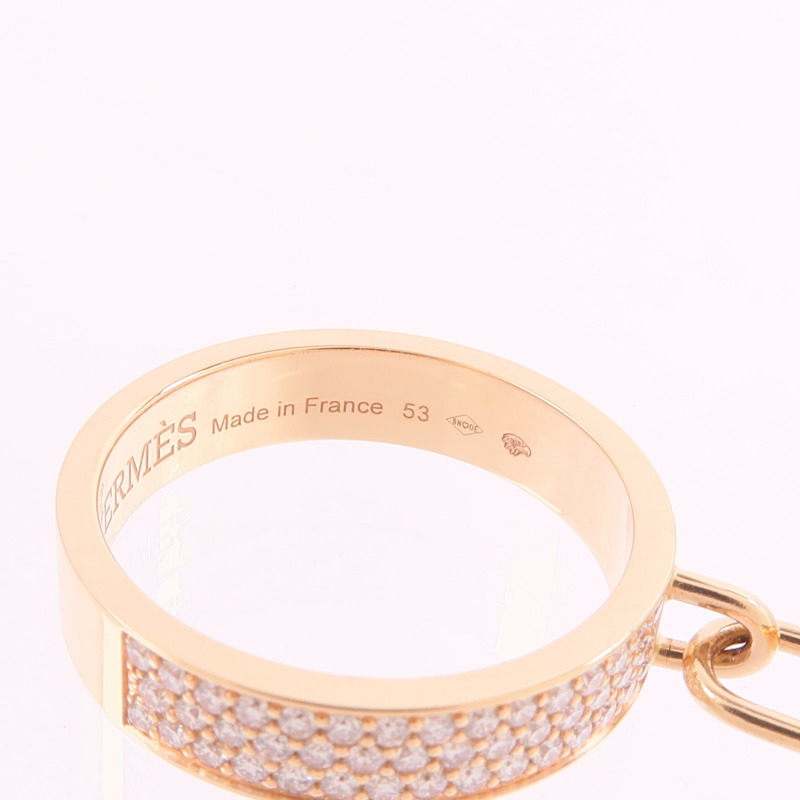 HERMES 18K玫瑰金Kelly Clochette Ring鑽石戒指-5