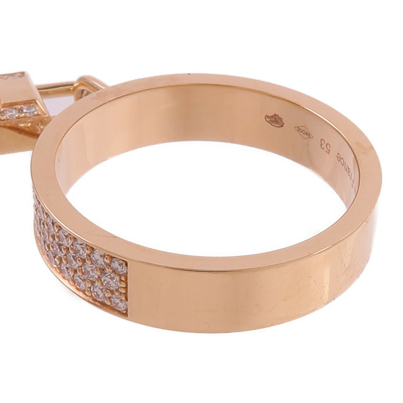 HERMES 18K玫瑰金Kelly Clochette Ring鑽石戒指-6