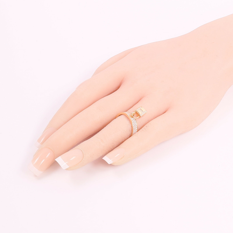 HERMES 18K玫瑰金Kelly Clochette Ring鑽石戒指-8