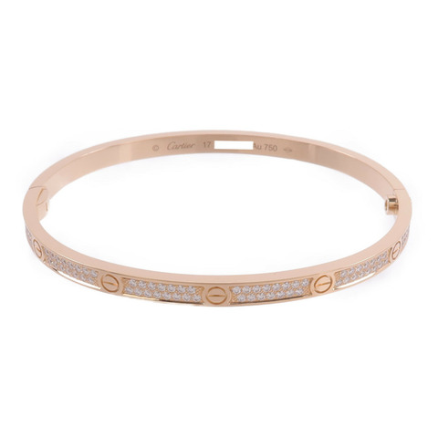 CARTIER 18K玫瑰金Love Bracelet Small Model Paved鑽石手鐲