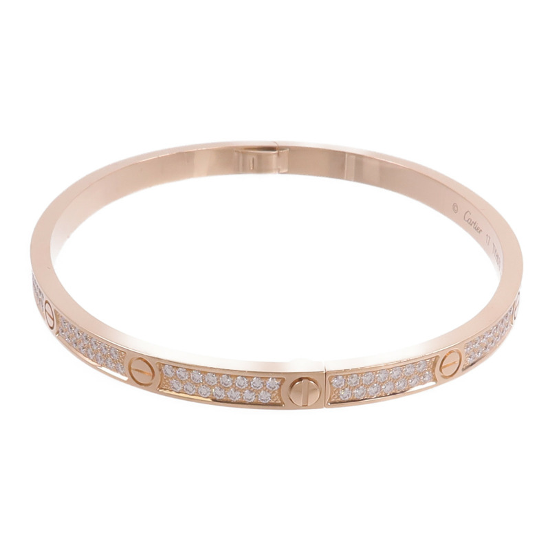 CARTIER 18K玫瑰金Love Bracelet Small Model Paved鑽石手鐲-1