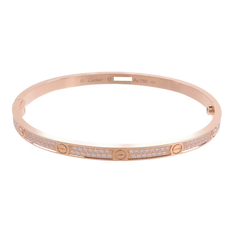 CARTIER 18K玫瑰金Love Bracelet Small Model Paved鑽石手鐲-2