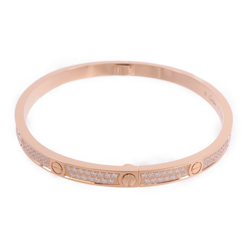 CARTIER 18K玫瑰金Love Bracelet Small Model Paved鑽石手鐲-3
