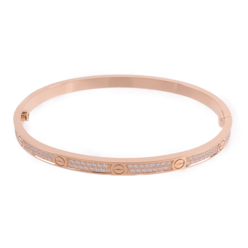CARTIER 18K玫瑰金Love Bracelet Small Model Paved鑽石手鐲-4