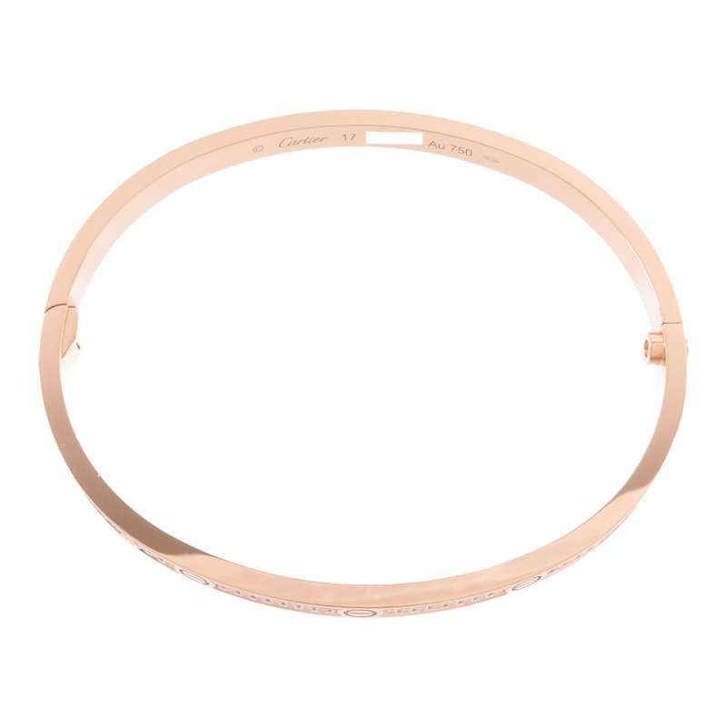 CARTIER 18K玫瑰金Love Bracelet Small Model Paved鑽石手鐲-5