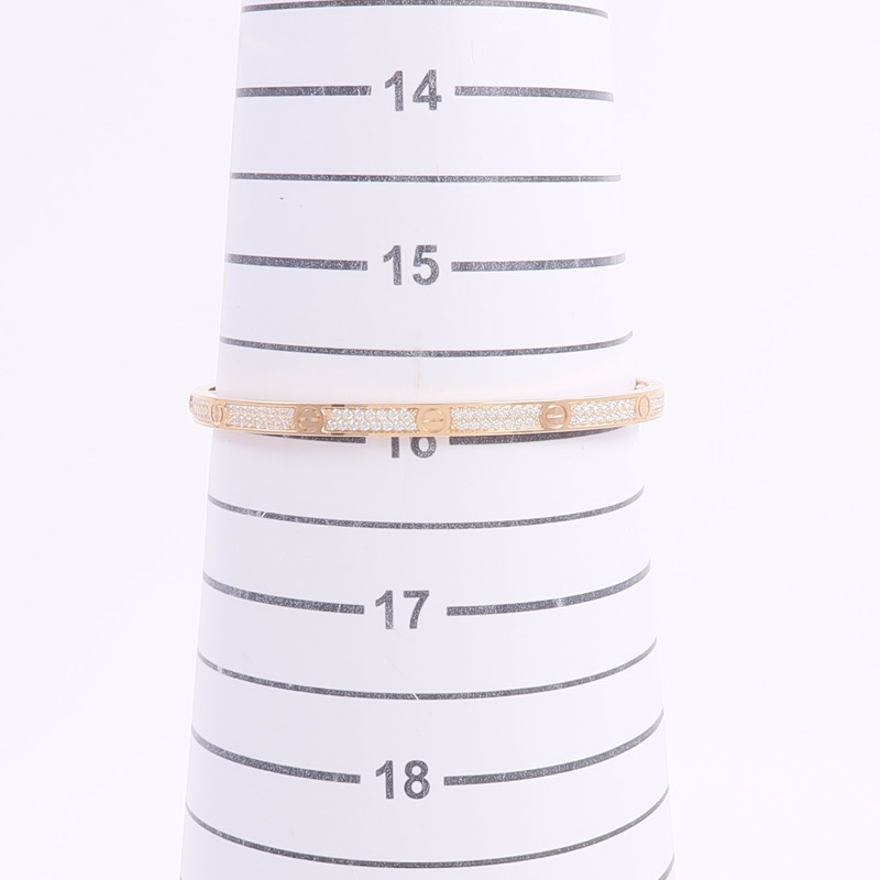 CARTIER 18K玫瑰金Love Bracelet Small Model Paved鑽石手鐲-10