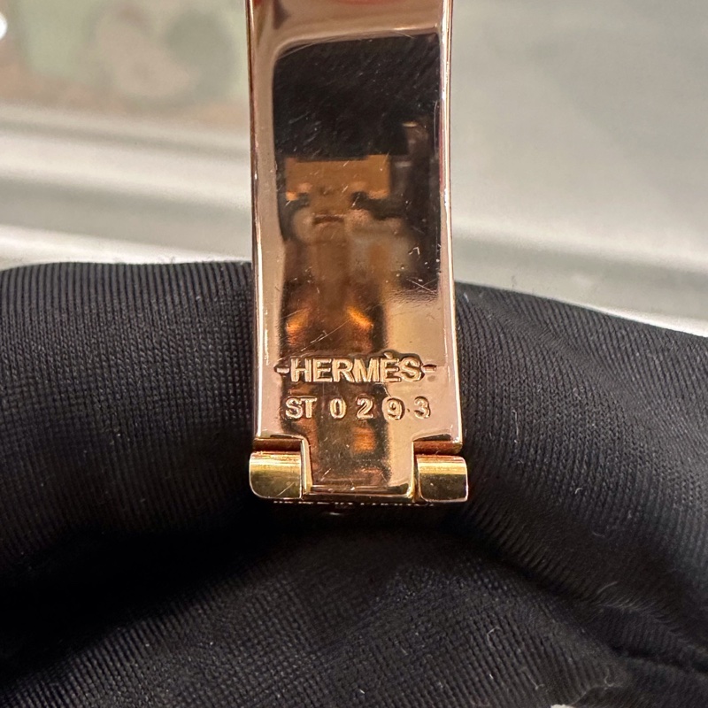 Hermes愛馬仕 Clic H系列 白色琺瑯 玫瑰金手鐲-15