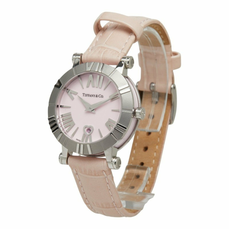 Tiffany & Co.) Atlas 女士腕錶 Z1300.11.11A31A41A 石英粉紅錶盤不鏽鋼皮革陶瓷錶帶-1