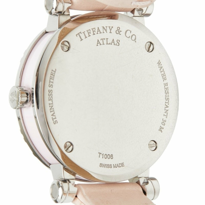 Tiffany & Co.) Atlas 女士腕錶 Z1300.11.11A31A41A 石英粉紅錶盤不鏽鋼皮革陶瓷錶帶-5