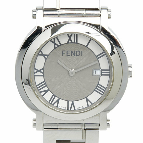 Fendi Orologi 雙指針 Quadro 腕錶 6100L 石英錶 灰色錶盤 不鏽鋼 女士 FENDI