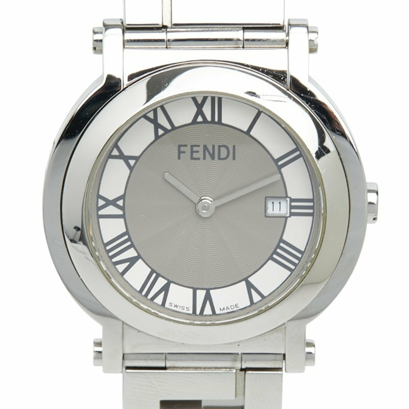 Fendi Orologi 雙指針 Quadro 腕錶 6100L 石英錶 灰色錶盤 不鏽鋼 女士 FENDI-0