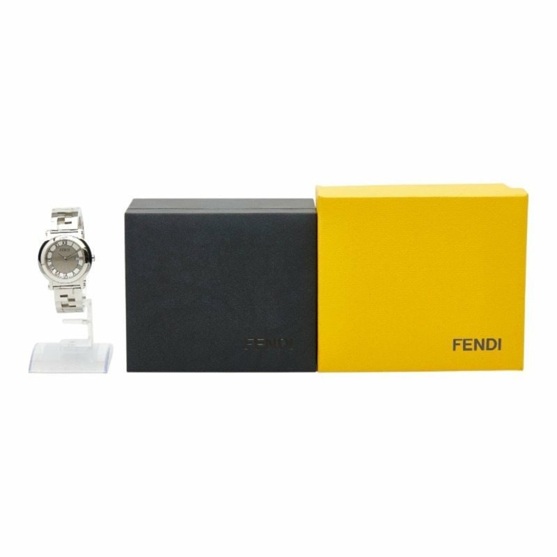 Fendi Orologi 雙指針 Quadro 腕錶 6100L 石英錶 灰色錶盤 不鏽鋼 女士 FENDI-7