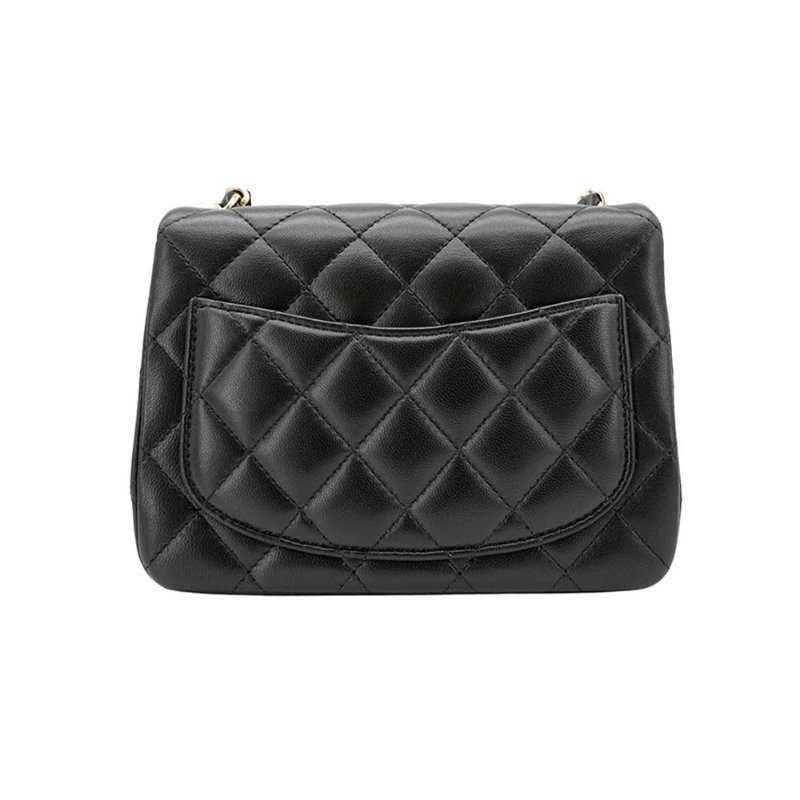 Chanel 展示品 Coco 淡金logo羊皮方胖斜背包-17cm(A35200-黑)-2